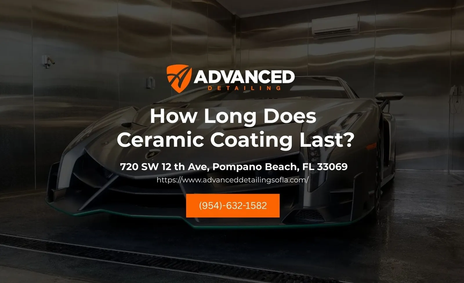 Dark Lamborghini in the Advanced Detailing Sofla wash bay in Pompano Beach